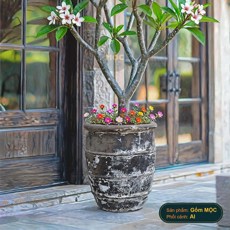 4055 Men Mỹ Thuật Chậu Viền G Sọc Ngang 50x50x60