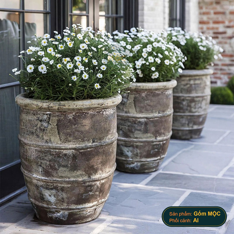 4055 Men Mỹ Thuật Chậu Viền G Sọc Ngang 50x50x60